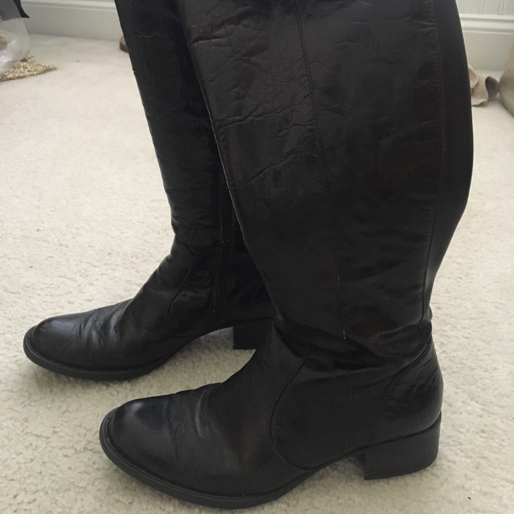 Brown leather boots